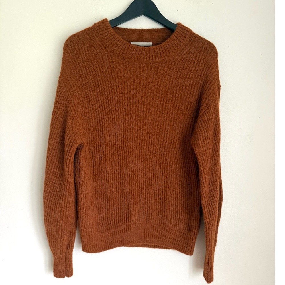 Everlane Cocoon Crew in Alpaca in Warm Rust Brown - Picture 2 of 6